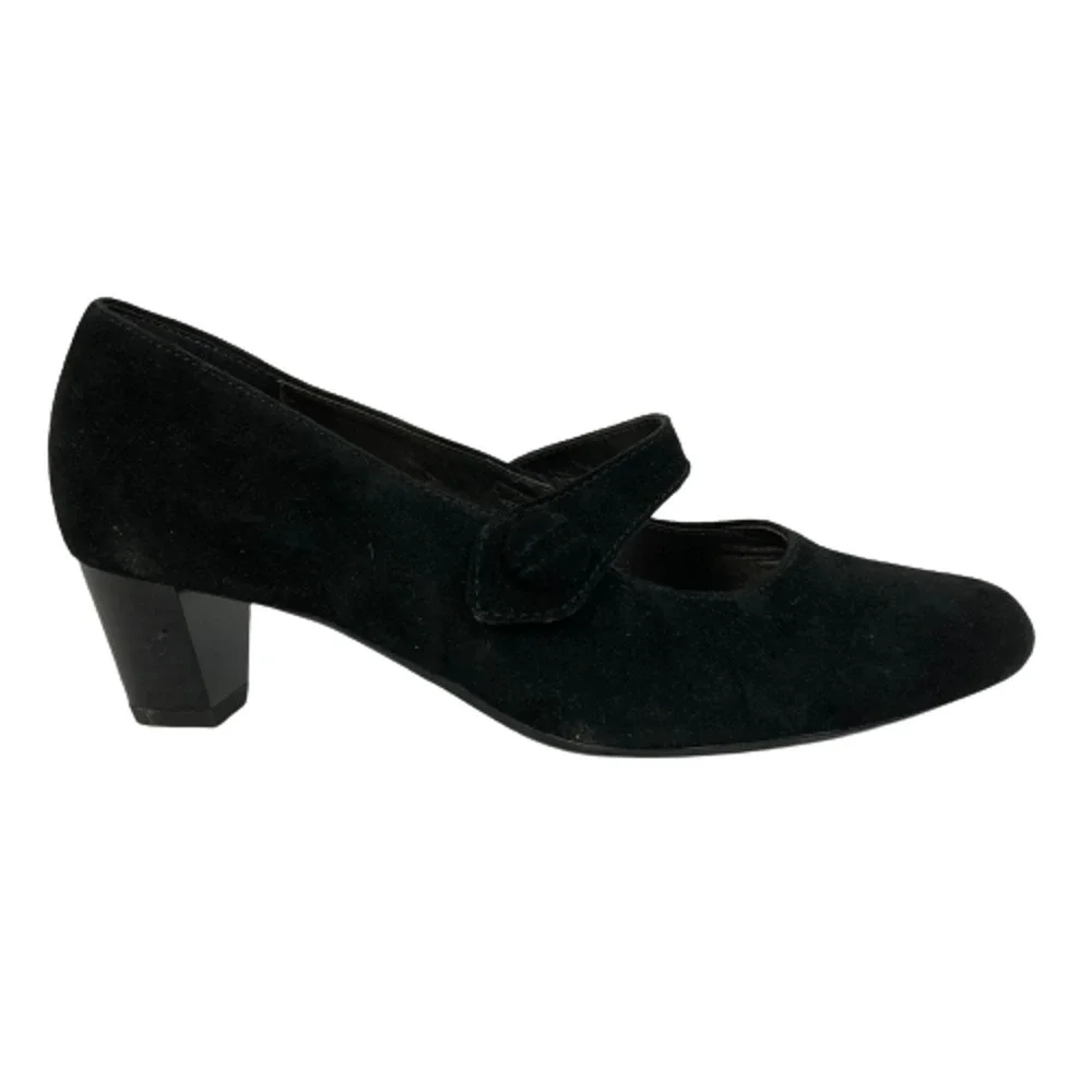 Ara Luftpolster Shoes Womens Sz 6 Black Suede Mary Jane‎ Pointed Toe Pumps Heels